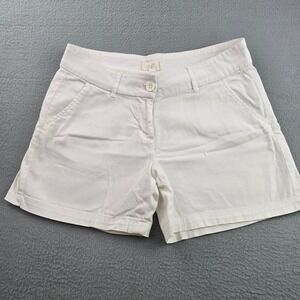 Per Se Chino Shorts Womens 4/27 White Cotton Stretch Casual Outdoor Flat Front